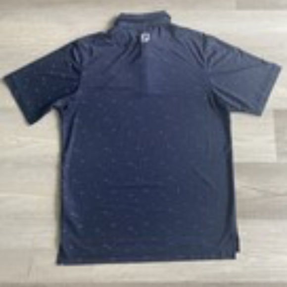 FootJoy Men's Golf Polo Shirt Short Sleeve Navy Fish Print Performance Size M - Picture 2 of 10